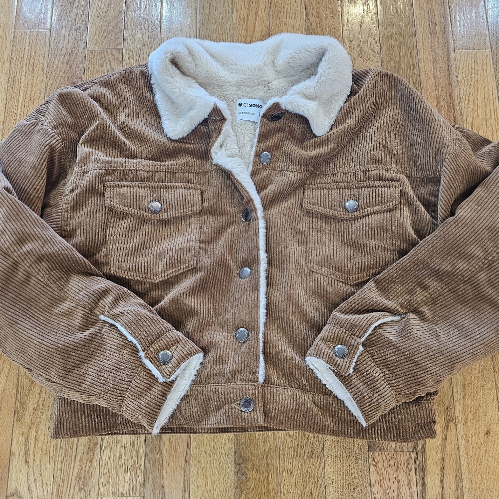 Women large cropped corduroy jacket